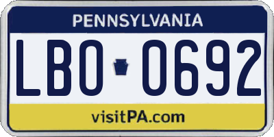 PA license plate LBO0692