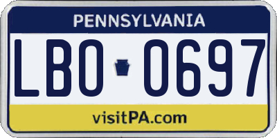 PA license plate LBO0697
