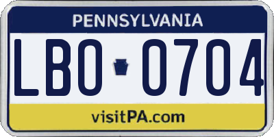 PA license plate LBO0704