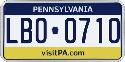 PA license plate LBO0710