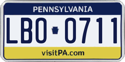 PA license plate LBO0711