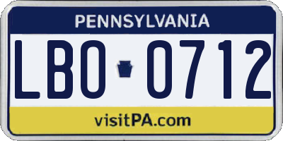 PA license plate LBO0712