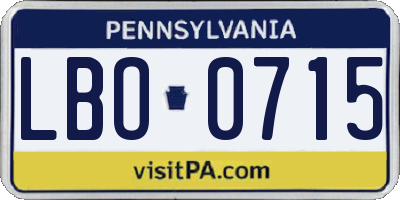 PA license plate LBO0715