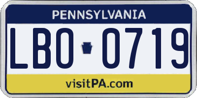 PA license plate LBO0719