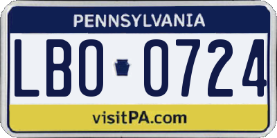 PA license plate LBO0724