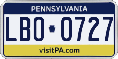 PA license plate LBO0727