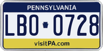 PA license plate LBO0728