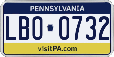 PA license plate LBO0732
