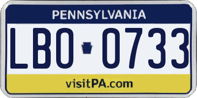 PA license plate LBO0733