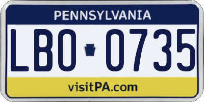 PA license plate LBO0735