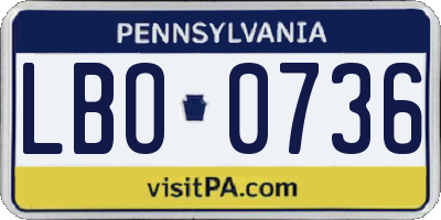 PA license plate LBO0736