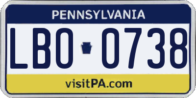 PA license plate LBO0738