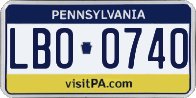 PA license plate LBO0740