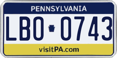 PA license plate LBO0743