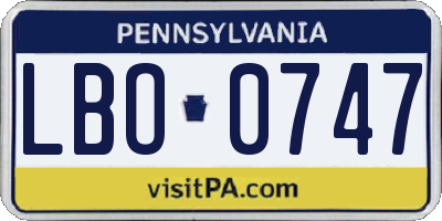 PA license plate LBO0747