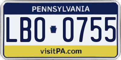 PA license plate LBO0755