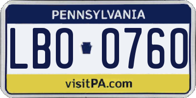 PA license plate LBO0760