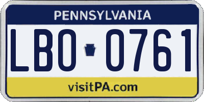 PA license plate LBO0761