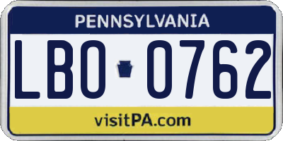 PA license plate LBO0762