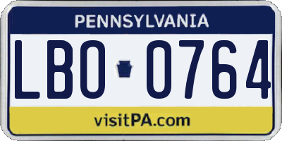 PA license plate LBO0764