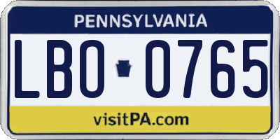 PA license plate LBO0765