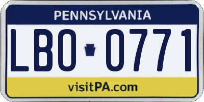 PA license plate LBO0771
