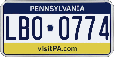 PA license plate LBO0774