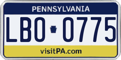 PA license plate LBO0775