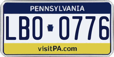 PA license plate LBO0776