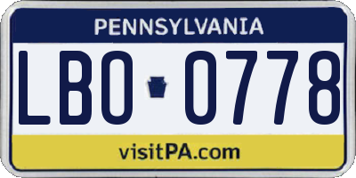 PA license plate LBO0778