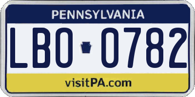 PA license plate LBO0782