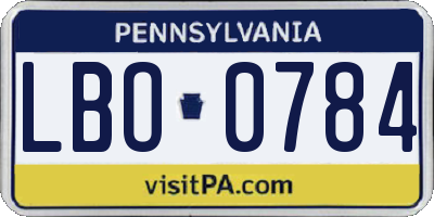 PA license plate LBO0784