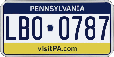 PA license plate LBO0787