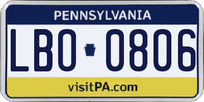 PA license plate LBO0806