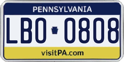 PA license plate LBO0808