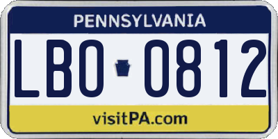 PA license plate LBO0812