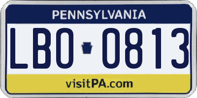 PA license plate LBO0813