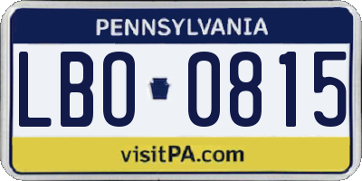 PA license plate LBO0815