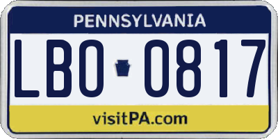 PA license plate LBO0817