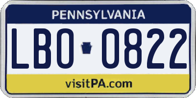 PA license plate LBO0822