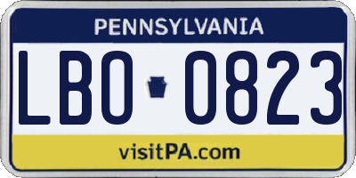 PA license plate LBO0823