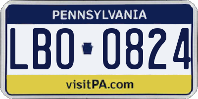 PA license plate LBO0824
