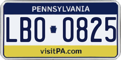 PA license plate LBO0825