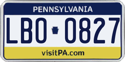 PA license plate LBO0827