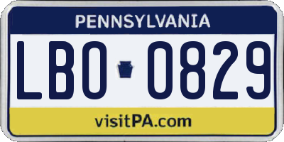 PA license plate LBO0829