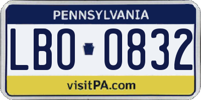 PA license plate LBO0832