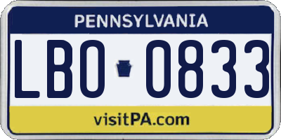 PA license plate LBO0833