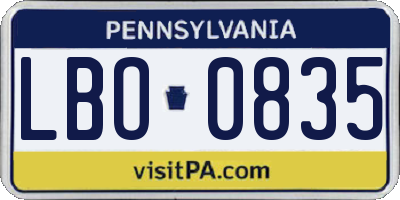 PA license plate LBO0835