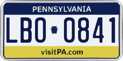 PA license plate LBO0841