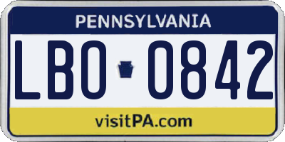 PA license plate LBO0842